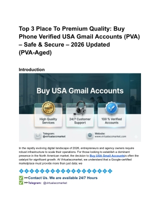 Top 3 Place To Premium Quality: Buy Phone Verified USA Gmail Accounts (PVA) – Sa