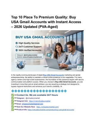 Top 10 Place To Premium Quality: Buy USA Gmail Accounts with Instant Access – 20