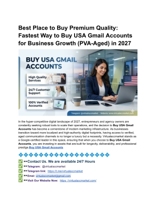 Best Place to Buy Premium Quality: Fastest Way to Buy USA Gmail Accounts for Bus