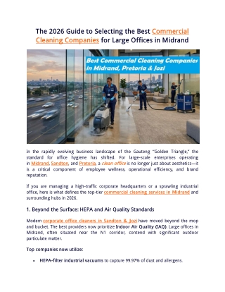 The Corporate Blueprint How to Choose a Large-Scale Commercial Cleaning Partner in Midrand