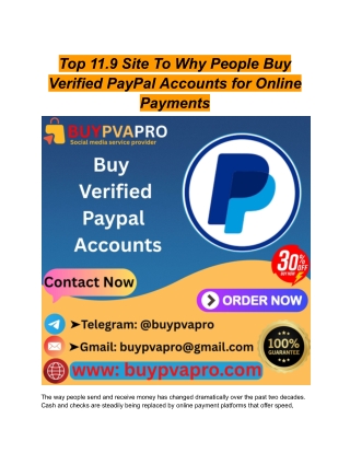 Top 11.9 Site To Why People Buy Verified PayPal Accounts for Online Payments