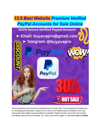 13.5 Best Website Premium Verified PayPal Accounts for Sale Online