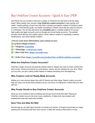 Buy OnlyFans Creator Accounts — Quick & Easy | PDF