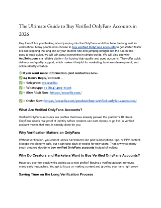 The Ultimate Guide to Buy Verified OnlyFans Accounts in 2026