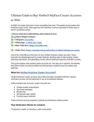 Ultimate Guide to Buy Verified OnlyFans Creator Accounts in 2026