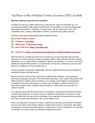 Top Places to Buy OnlyFans Creator Accounts | PDF | AccSells