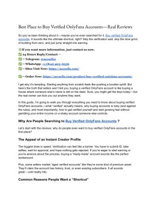 Best Place to Buy Verified OnlyFans Accounts — Real Reviews