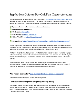 Step-by-Step Guide to Buy OnlyFans Creator Accounts
