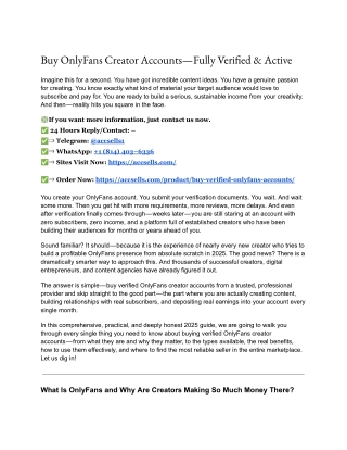 Buy OnlyFans Creator Accounts — Fully Verified & Active