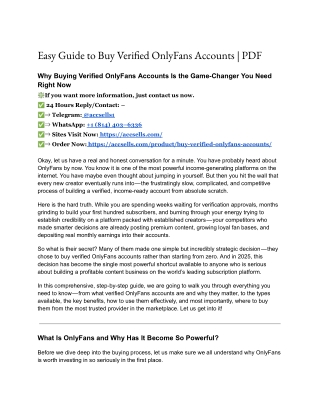 Easy Guide to Buy Verified OnlyFans Accounts |PDF