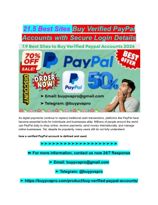 21.5 Best Sites Buy Verified PayPal Accounts with Secure Login Details