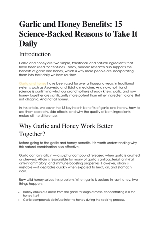 Garlic and Honey Benefits -  15 Science-Backed Reasons to Take It Daily