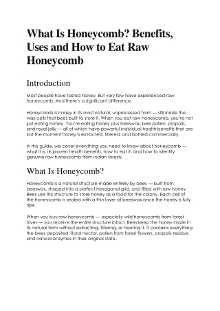 What Is Honeycomb Benefits, Uses and How to Eat Raw Honeycomb?