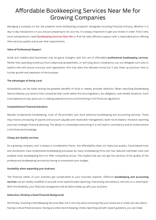 Affordable Bookkeeping Services Near Me for Growing Companies