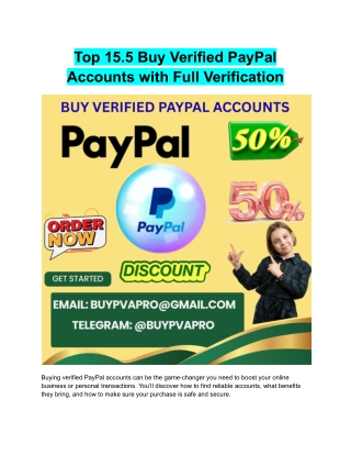Top 15.5 Buy Verified PayPal Accounts with Full Verification