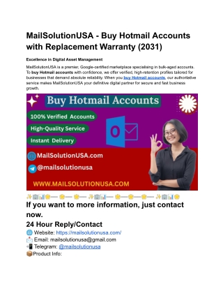 MailSolutionUSA - Buy Hotmail Accounts with Replacement Warranty (2031)