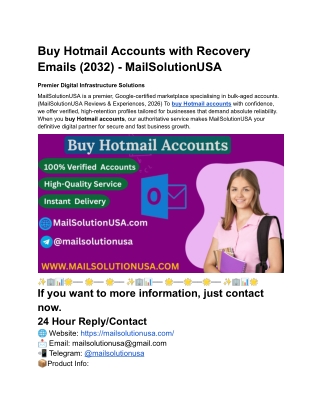 Buy Hotmail Accounts with Recovery Emails (2032) - MailSolutionUSA