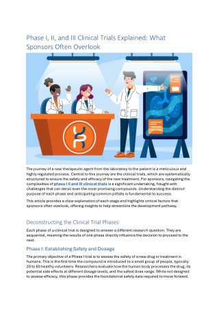 Phase I, II, and III Clinical Trials Explained: What Sponsors Often Overlook
