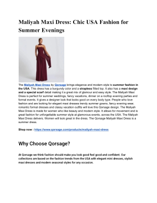 Maliyah Maxi Dress: Chic USA Fashion for Summer Evenings