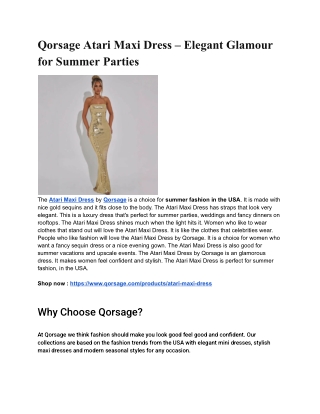 Qorsage Atari Maxi Dress – Elegant Glamour for Summer Parties