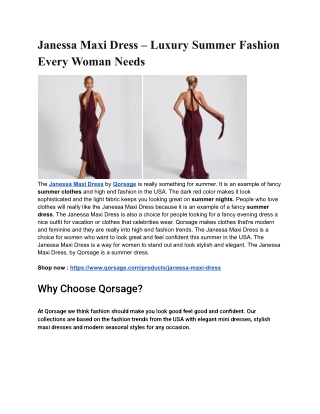 Janessa Maxi Dress – Luxury Summer Fashion Every Woman Needs