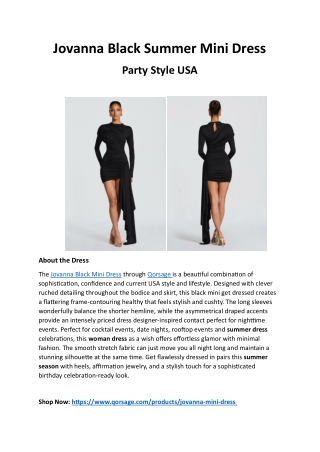 Jovanna Black Summer Mini Dress – Party Style USA