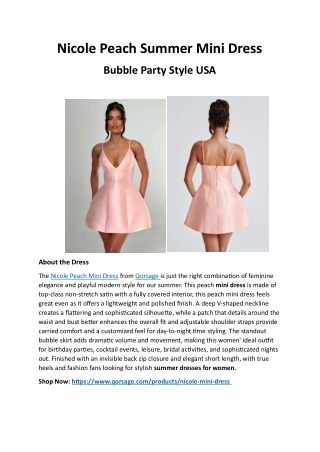 Nicole Peach Summer Mini Dress – Bubble Party Style USA