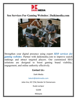 Seo Services For Gaming Websites  Daikimedia.com