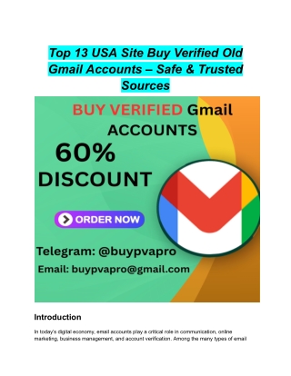 Top 13 USA Site Buy Verified Old Gmail Accounts – Safe & Trusted Sources