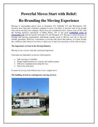 Powerful Moves Start with Belief Re-Branding the Moving Experience