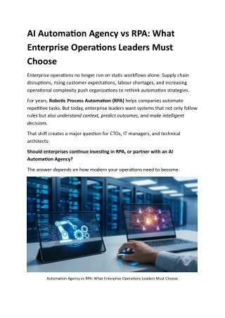 AI Automation Agency vs RPA: Enterprise Guide