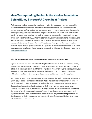 How Waterproofing Rubber Is the Hidden Foundation Behind Every Successful Green