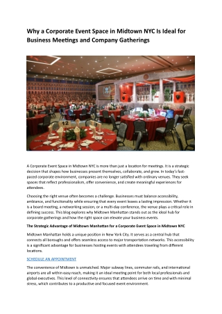 Why a Corporate Event Space in Midtown NYC Is Ideal for Business Meetings and Company Gatherings