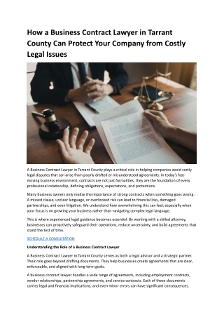 How a Business Contract Lawyer in Tarrant County Can Protect Your Company from Costly Legal Issues