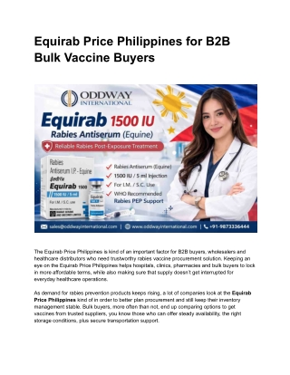 Equirab Price Philippines for B2B Bulk Vaccine Buyers