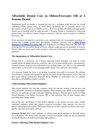 Affordable Dental Care in Milton