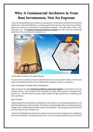 Why A Commercial Architect Is Your Best Investment Not An Expense