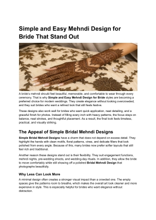 SimpleandEasyMehndiDesignforBrideThatStandOut