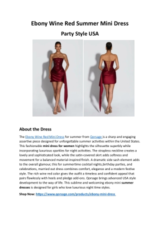 Ebony Wine Red Summer Mini Dress – Party Style USA