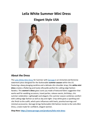 Leila White Summer Mini Dress – Elegant Style USA