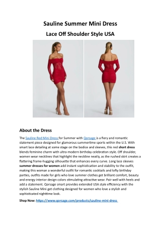 Sauline Summer Mini Dress – Lace Off Shoulder Style USA