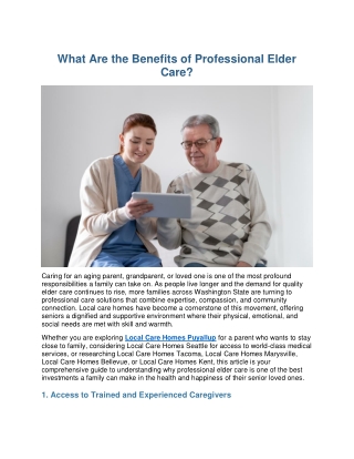 What Are the Benefits of Professional Elder Care
