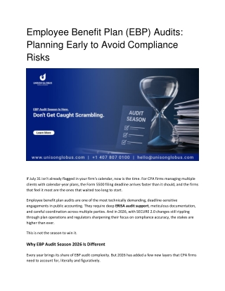 2026 EBP Audits: Preparation Checklist and Compliance Strategies for CPAs