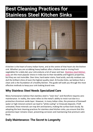 Best Cleaning Practices for Stainless Steel Kitchen Sinks