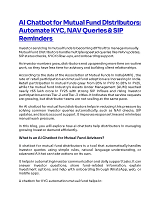 How AI Chatbots Are Transforming Mutual Fund Distribution in India