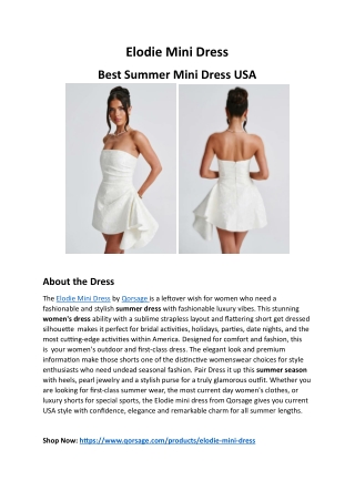 Elodie Mini Dress – Best Summer Mini Dress USA