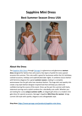 Sapphire Mini Dress – Best Summer Season Dress USA