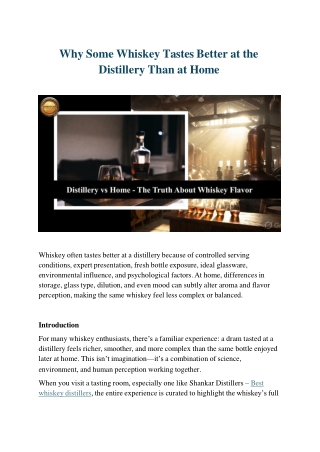 Distillery vs Home Whiskey Experience Explained