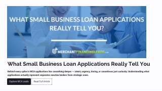 What Small Business Loan Applications Really tell You