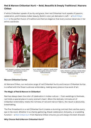 Red & Maroon Chikankari Kurti - Bold, Beautiful & Deeply Traditional
